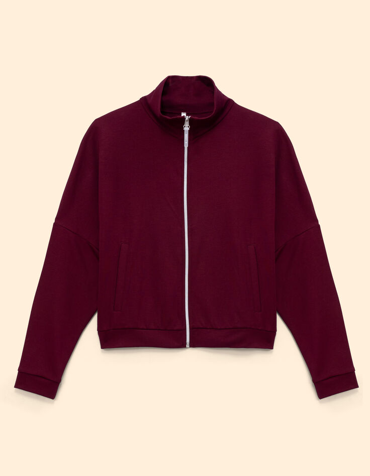 Bordeauxrote Strickjacke mit hohem Kragen I.Code-6 Bordeauxrote Strickjacke mit hohem Kragen I.Code-6