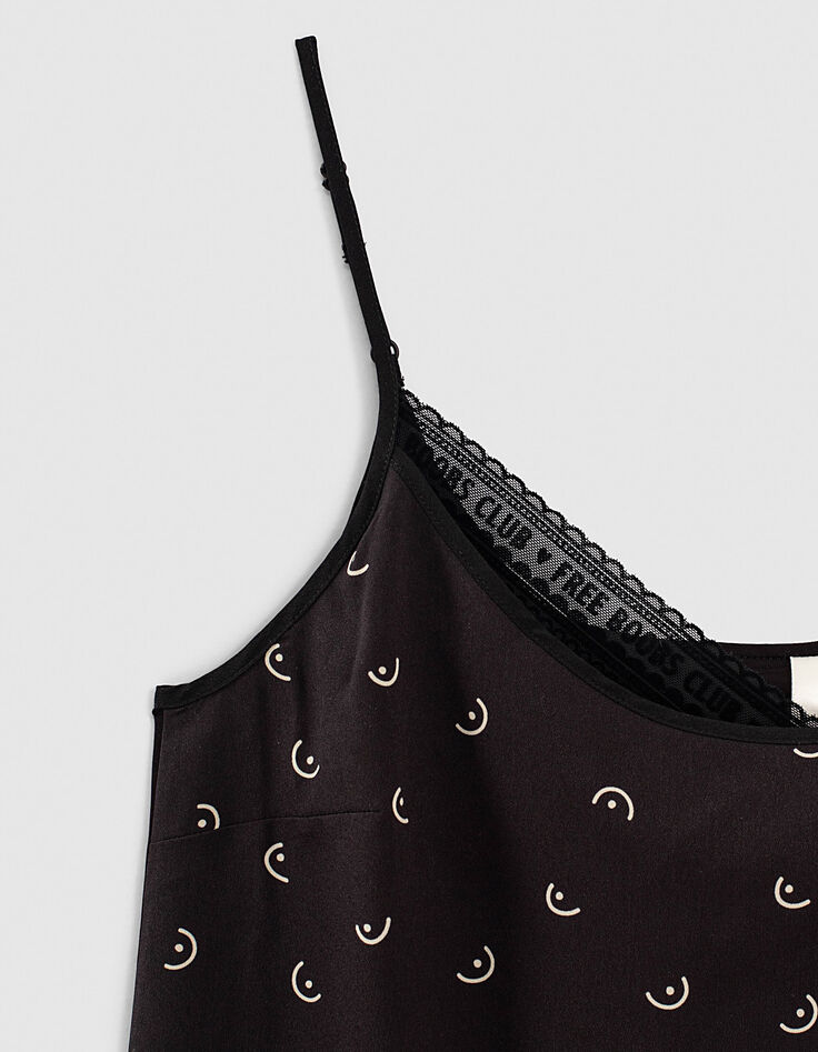 I.Code black printed Free Boobs top with integrated bra-6
