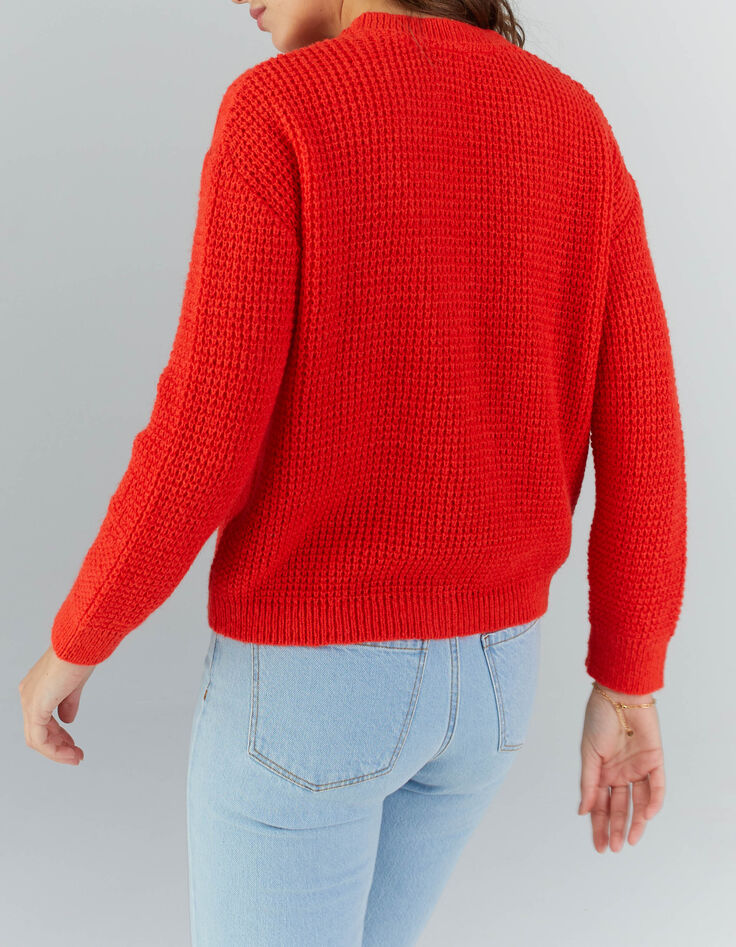 Aprikosefarbene Zierstrickjacke I.Code-4