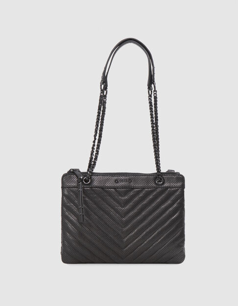 Damen-Clutch 1440&nbsp;Reporter schwarz perforiertes Leder - IKKS