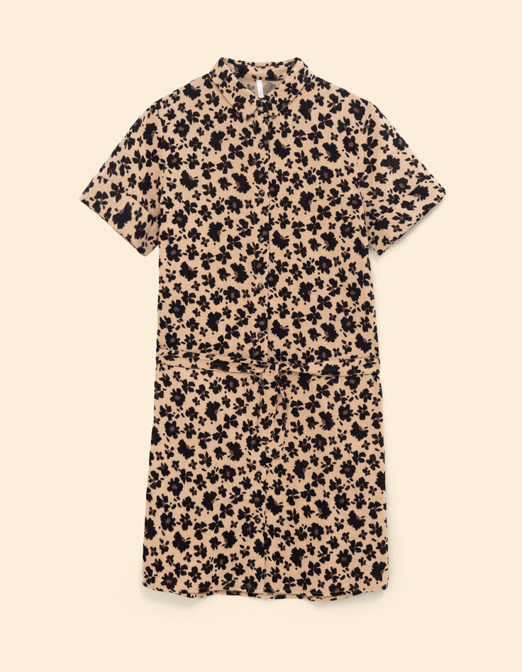 Robe beige imprimé léo floral I.Code-8