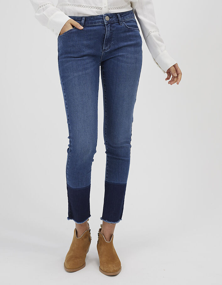 Blaue Slim-Jeans mit Kontrastfransen I.Code - I.CODE