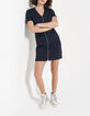 Marineblaues Kleid aus Minimalismus-Jacquard-Strick I.Code-1