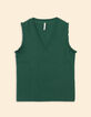 I.Code green lurex knit sleeveless sweater with ruffles-7