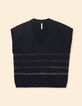 Schwarzer ärmelloser Strickpulli Lurexstreifen I.Code-7