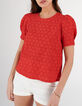 I.Code cherry top with heart eyelet embroidery-1