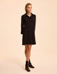 Schwarzes Langarmkleid Kentkragen I.Code-4