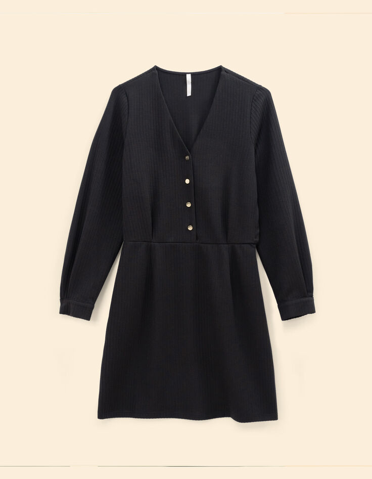 Robe manches longues noire maille côtelée I.Code-7