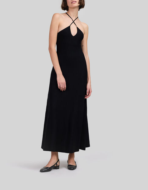 Schwarzes langes Netz-Spitzenkleid f&uuml;r Damen - IKKS