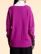 Magenta gebreide trui met twists I.Code x Lafrançaise-3