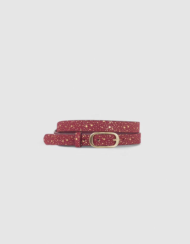 Flash Pink Gürtel aus Veloursleder mit Gold-Muster I.Code-2
