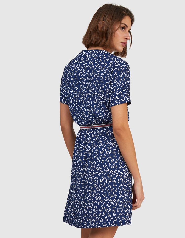 Marineblaues Kleid mit Grafikprint I.Code - I.CODE