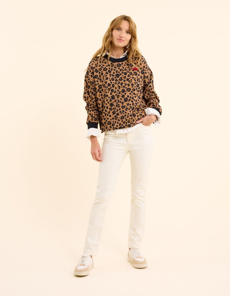 Leoparden-Sweatshirt mit Herz-Stickerei I.Code-5