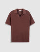 Braunes durchbrochenes Poloshirt Herren-6