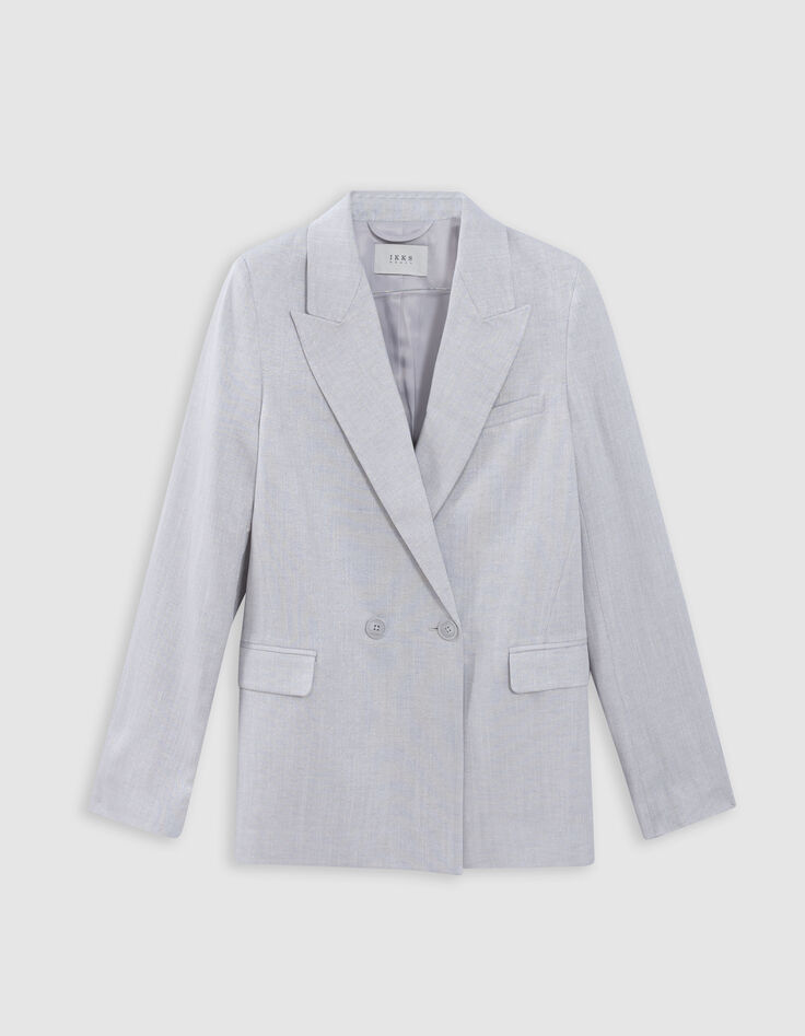 Graue paillettenbesetzte Anzugjacke f&uuml;r Damen mit Doppelreihern-6