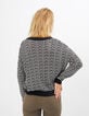 Zwart en wit gebreide trui met strepen en ajour I.Code-3