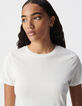 Wei&szlig;es T-Shirt Damen mit Fischgr&auml;ten-Stickerei R&uuml;cken-3