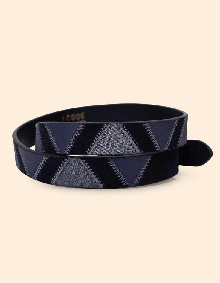 I.Code navy patchwork-look suede belt-3