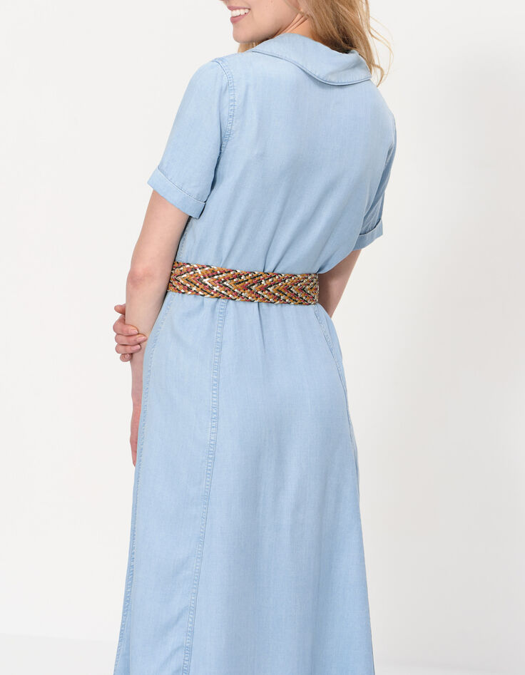 Robe longue en jean bleached pressionnée I.Code-5