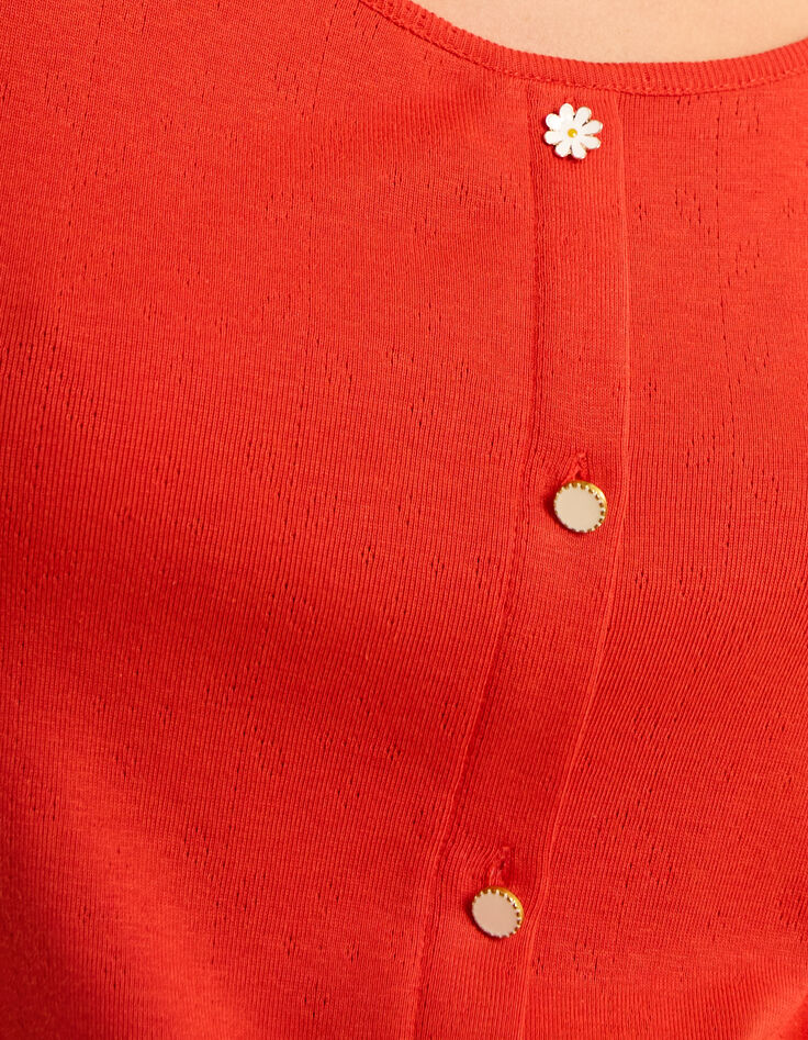 Rood T-shirt Pointelletricot sierknopen I.Code-4