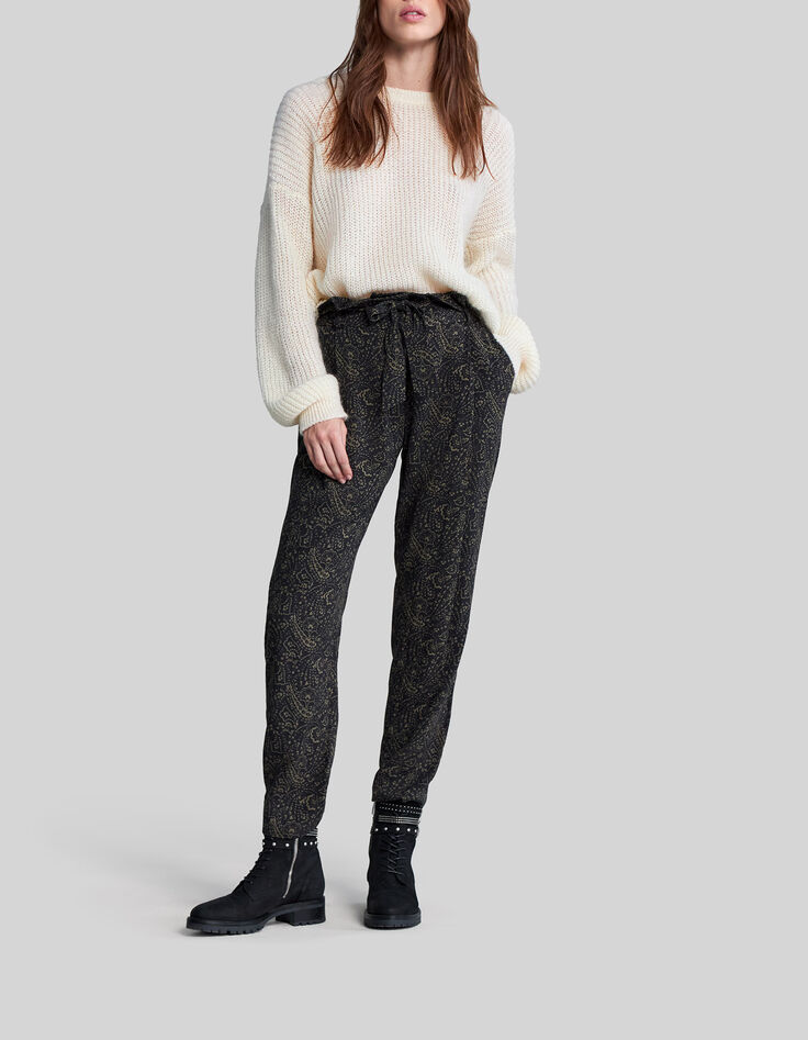 Cremefarbener Damen-Strickpullover Maxi hinten geschn&uuml;rt-8