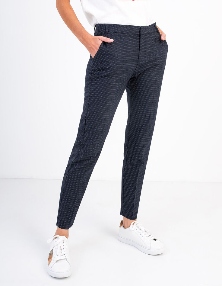 Pantalon city navy blue jacquard minimaliste I.Code-2