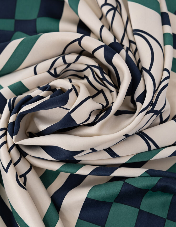 Cremeweißes Halstuch mit grünen und blauen Streifen I.Code-5