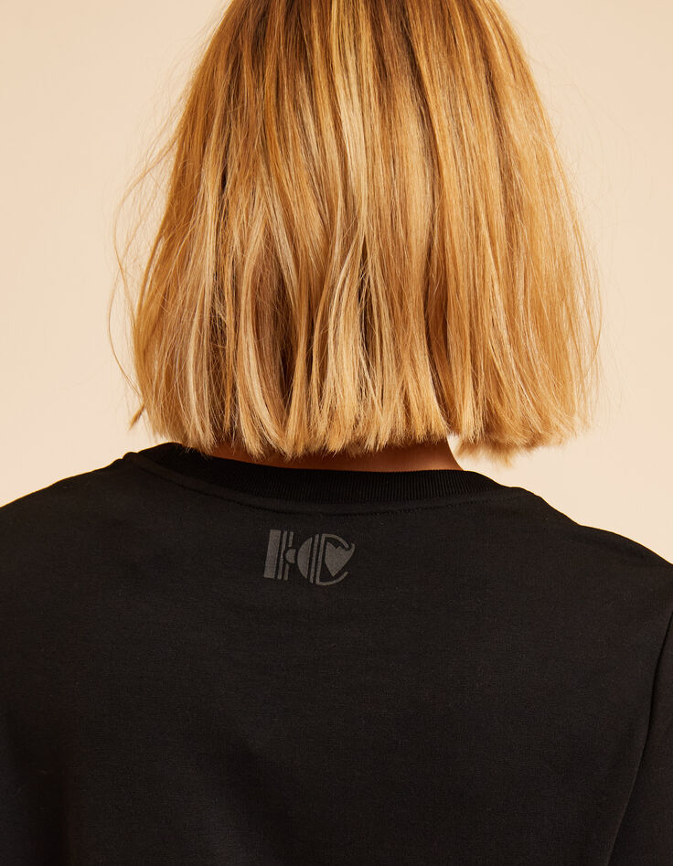 Robe longue noire molleton monogramme I.Code-5