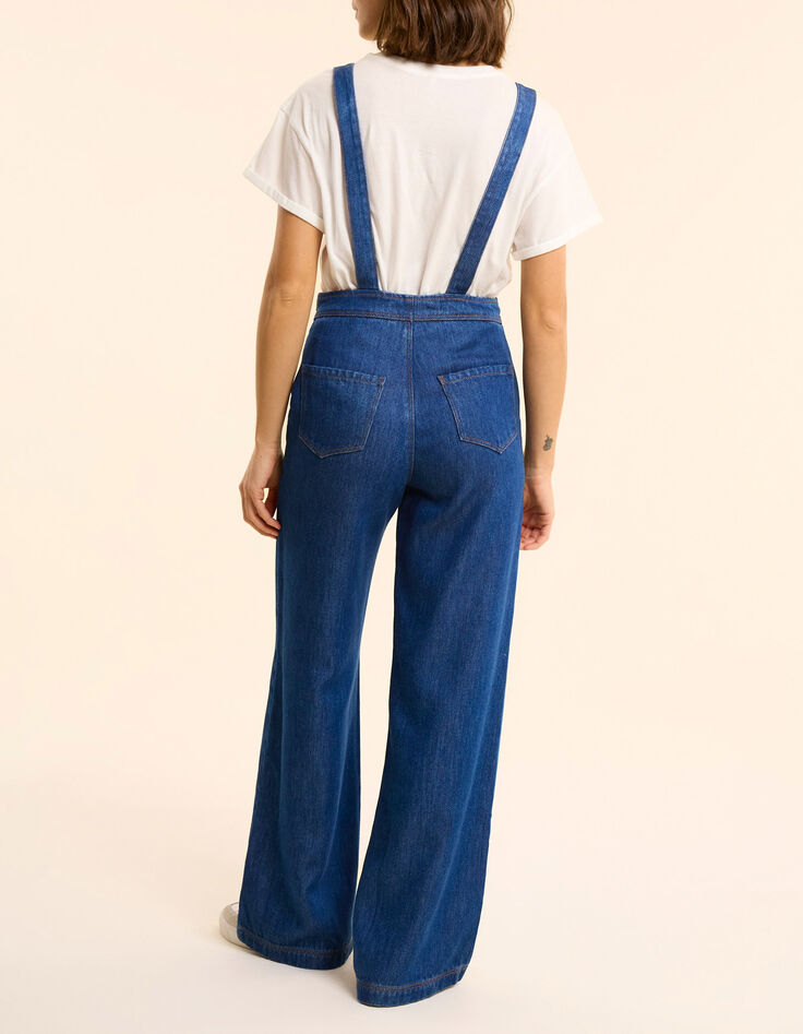 Salopette large en jean bleu fonc&eacute; I.Code-4