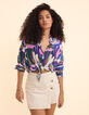 Chemise beige visuel floral graphique I.Code x THE FEEBLES-1