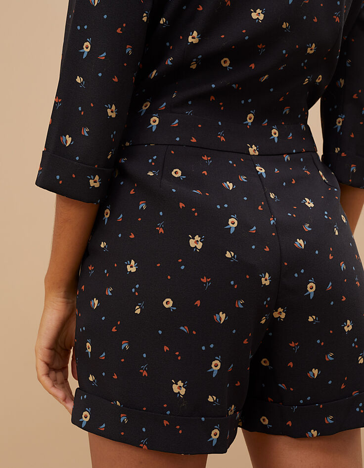 Combi short noire imprimé floral I.Code-5 Combi short noire imprimé floral I.Code-5