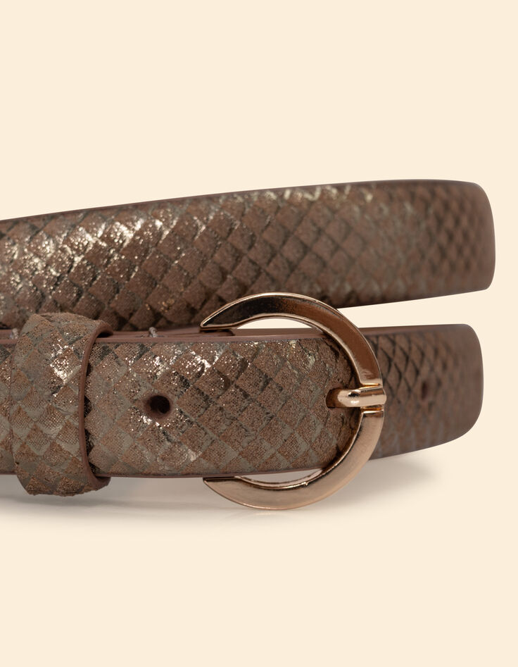 Ceinture fine dorée cuir velours effet python I.Code-2