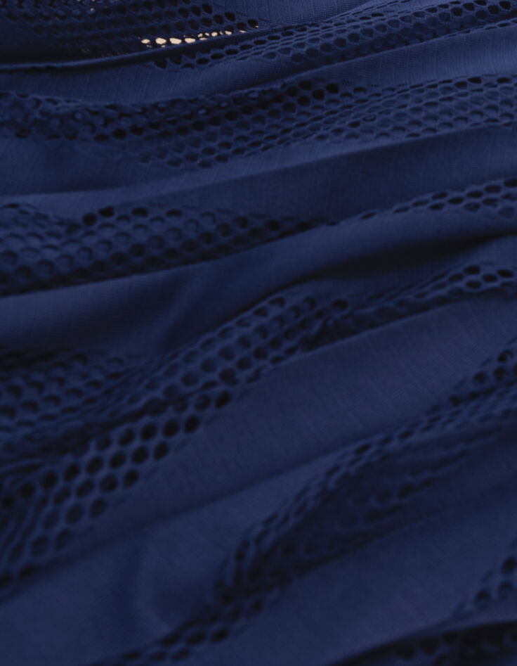 Jupe longue indigo plissée rayures ajourées I.Code-8