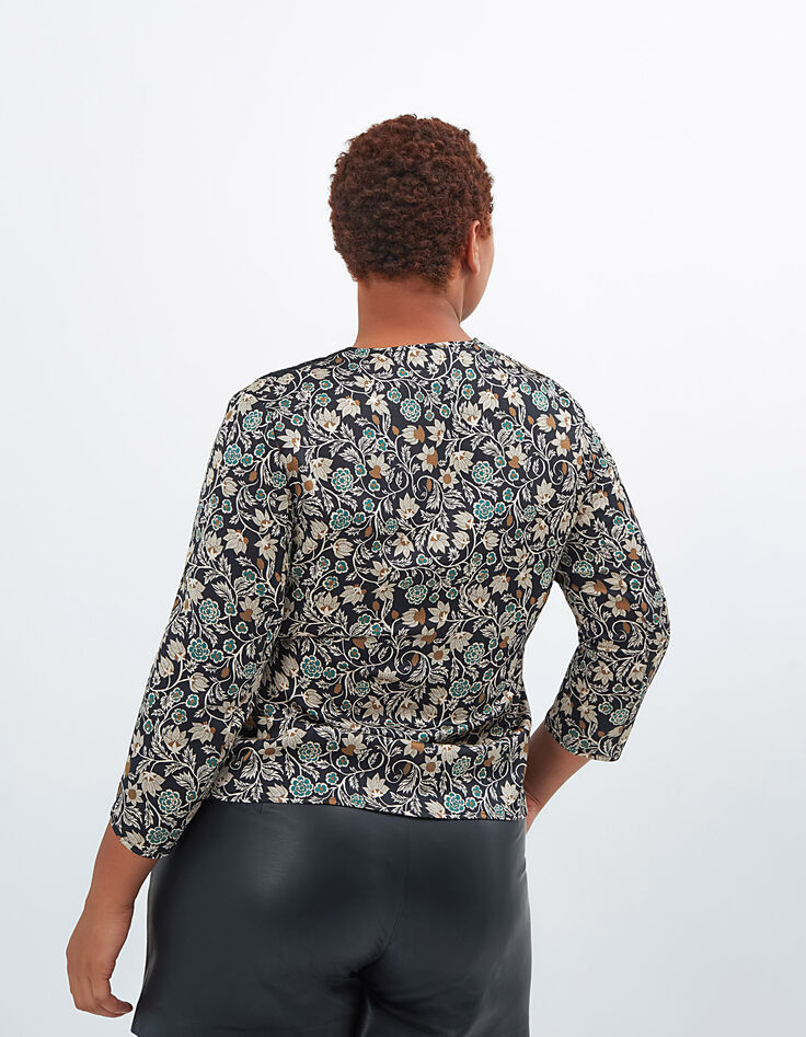 Top negro estampado flores retro I.Code-2