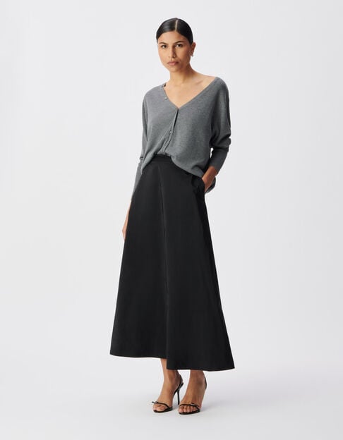 Falda trapecio larga de mujer negro - IKKS