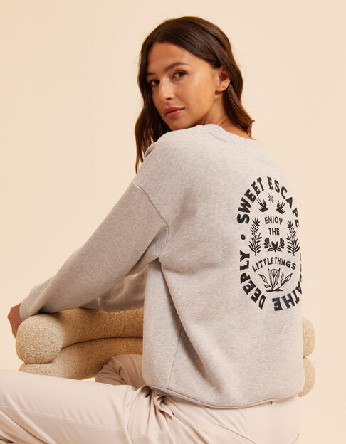 Grijze sweater maxi opdruk rug I.Code