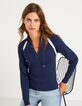 Pull navy bleu tricot à bandes lurex I.Code-1