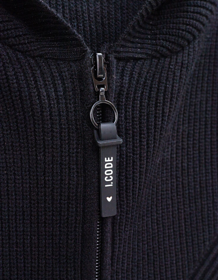 Cardigan à capuche noir en tricot I.Code-10