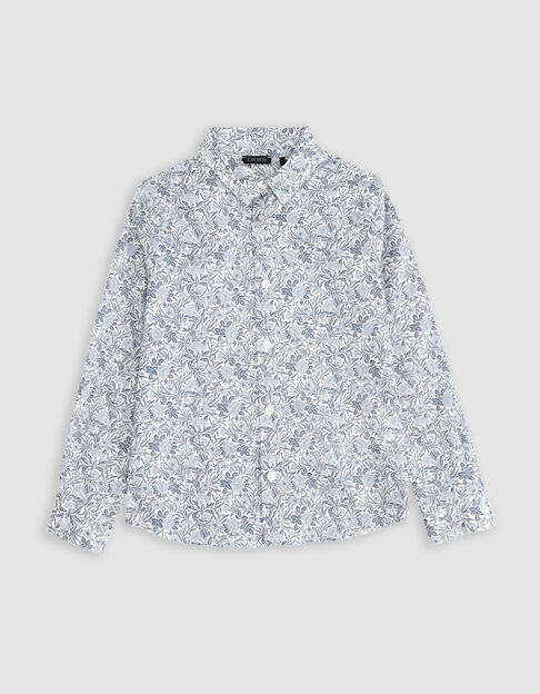 Boys’ white flowery Liberty fabric shirt - IKKS