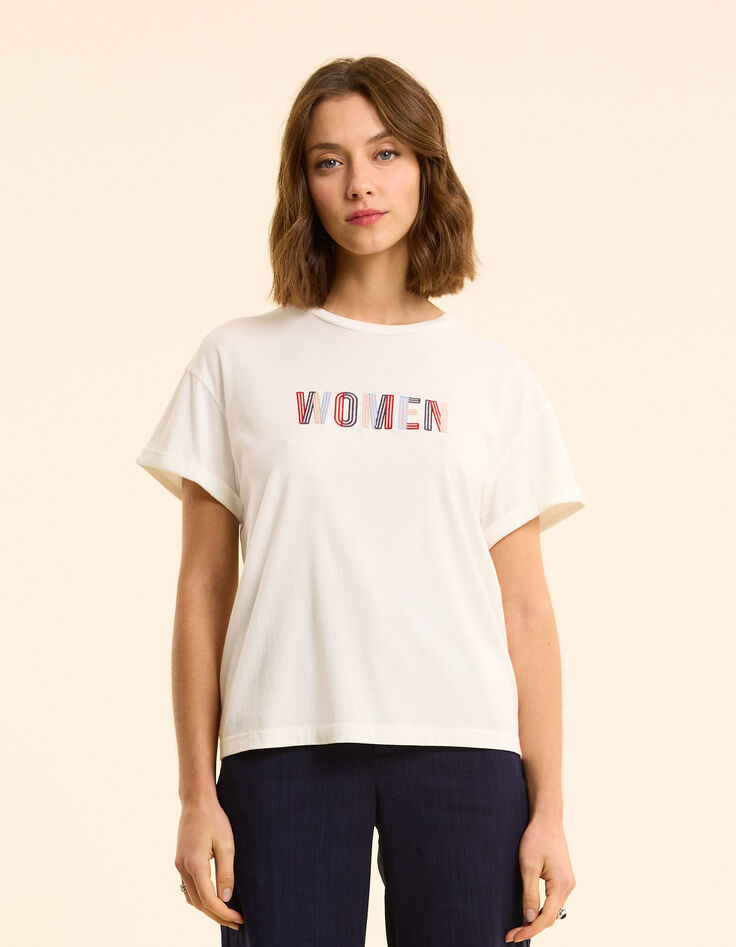 Camiseta manga corta blanca mensaje bordado I.Code-4