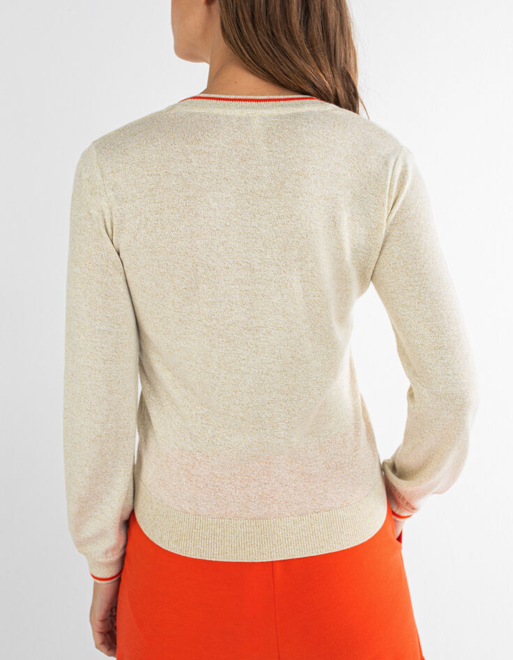 Pull écru tricot fin pailleté doré I.Code-3