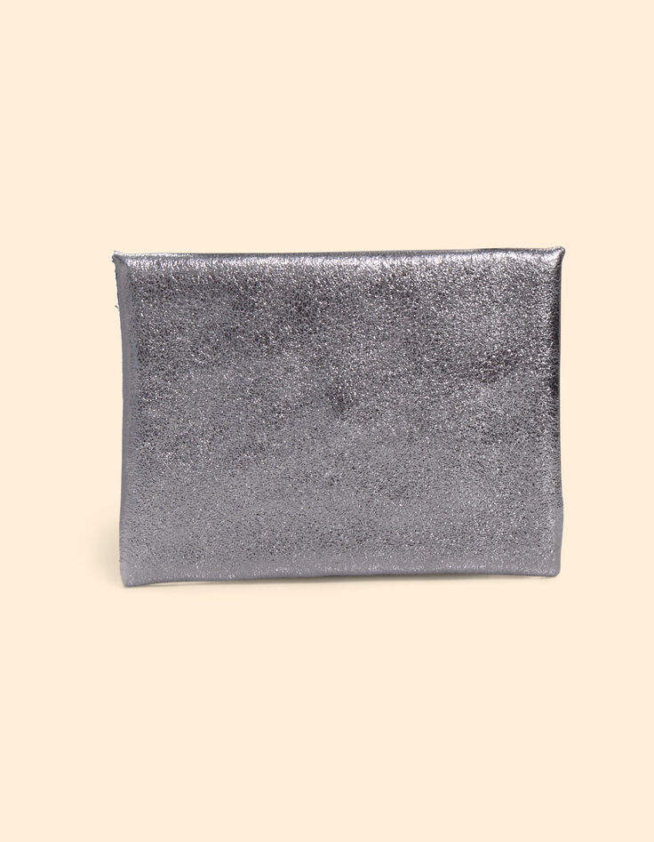 I.Code iridescent grey leather mini clutch bag-4