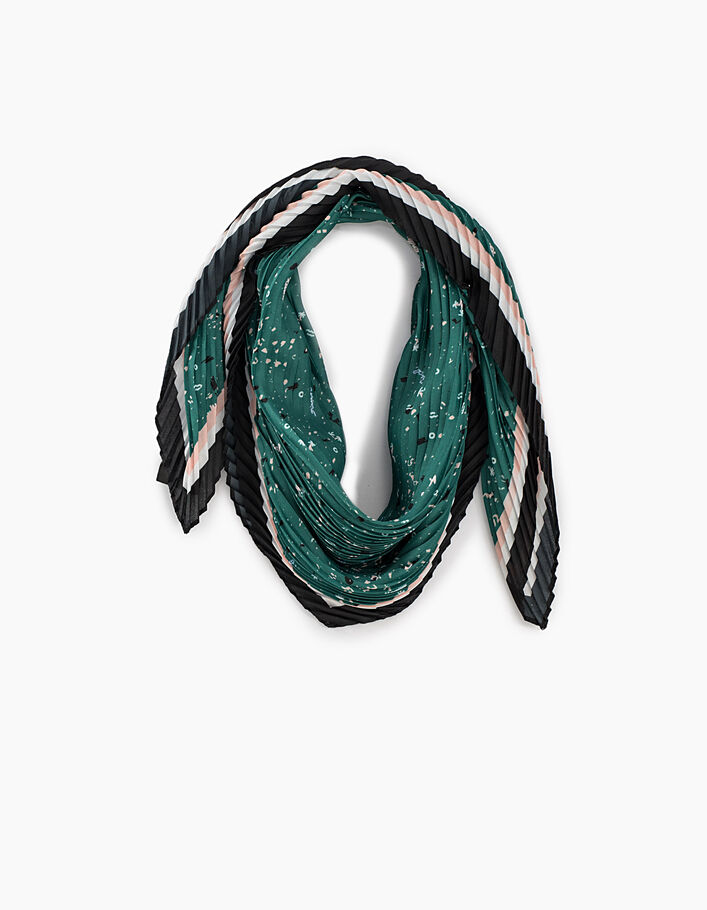 I.Code emerald tachist print pleated scarf - I.CODE