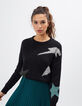 Schwarzer Pullover I.Code mit geometrischen Formen-2