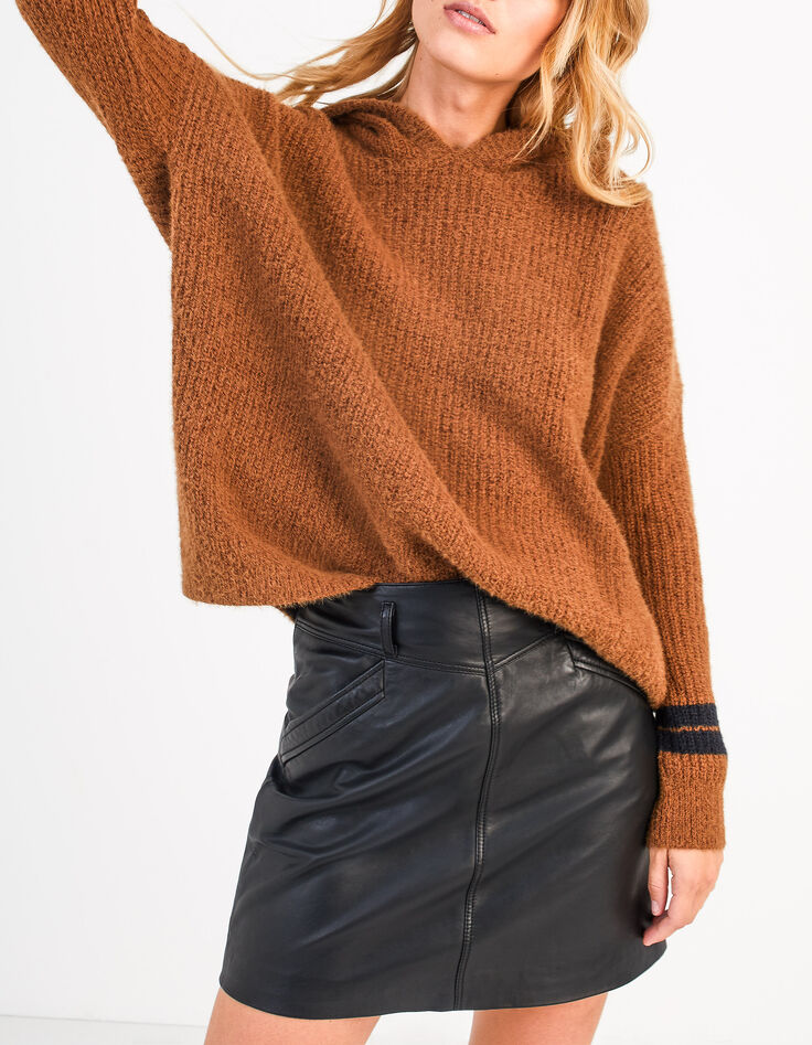 Pull caramel tricot à capuche I.Code-4