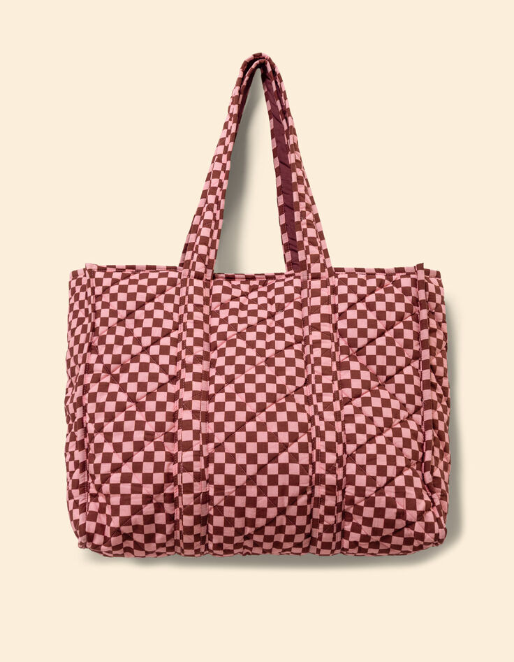 El bolso rosa estampado de cuadros bordado mensaje I.Code-5