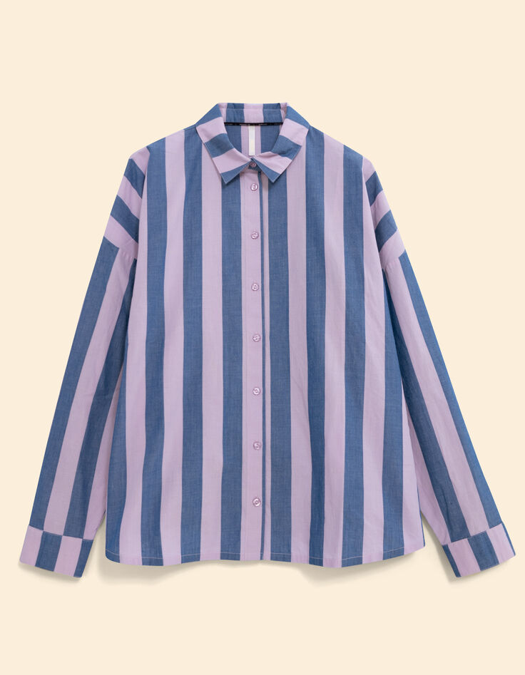 Chemise bleue motif rayures parme I.Code-7