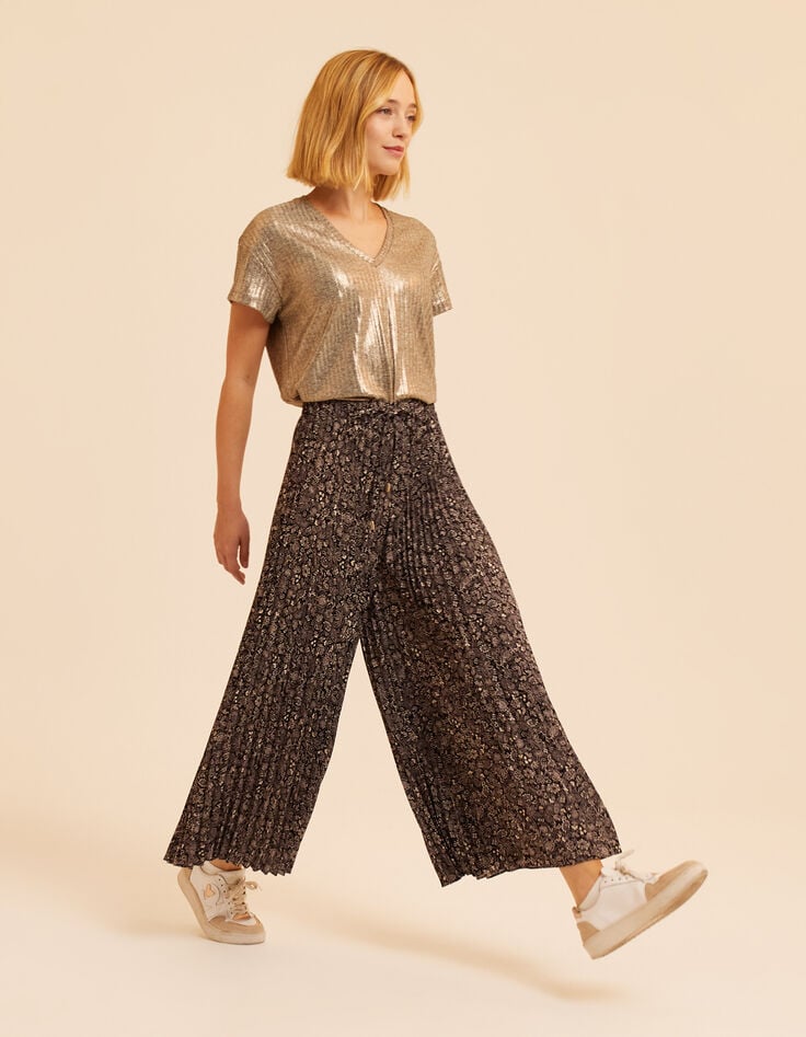 I.Code black paisley print pleated trousers-1 I.Code black paisley print pleated trousers-1