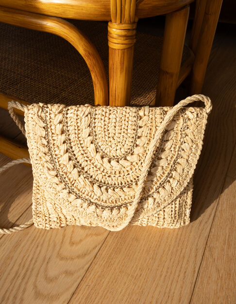 Beige Handtasche aus geflochtenem Papierstroh I.Code