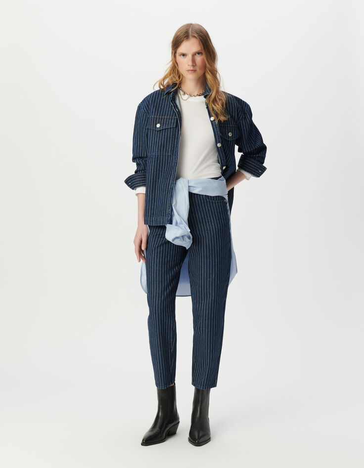 Gerade geschnittene Cropped-Damenjeans Streifenmotiv-1